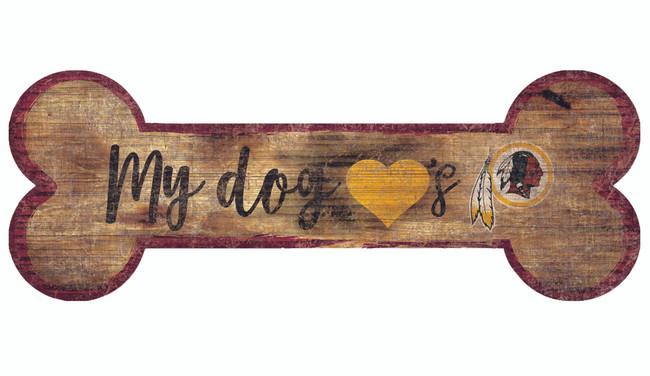 Washington Redskins Sign Wood 6x12 Dog Bone Shape