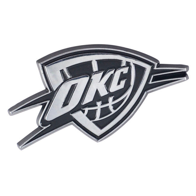Oklahoma City Thunder 3D Chrome Metal Emblem OKC Primary Logo