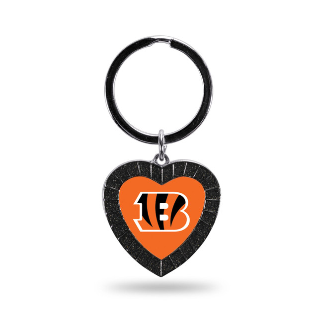 Cincinnati Bengals Black Rhinestone Heart Keychain
