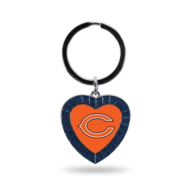 Chicago Bears Navy Rhinestone Heart Keychain