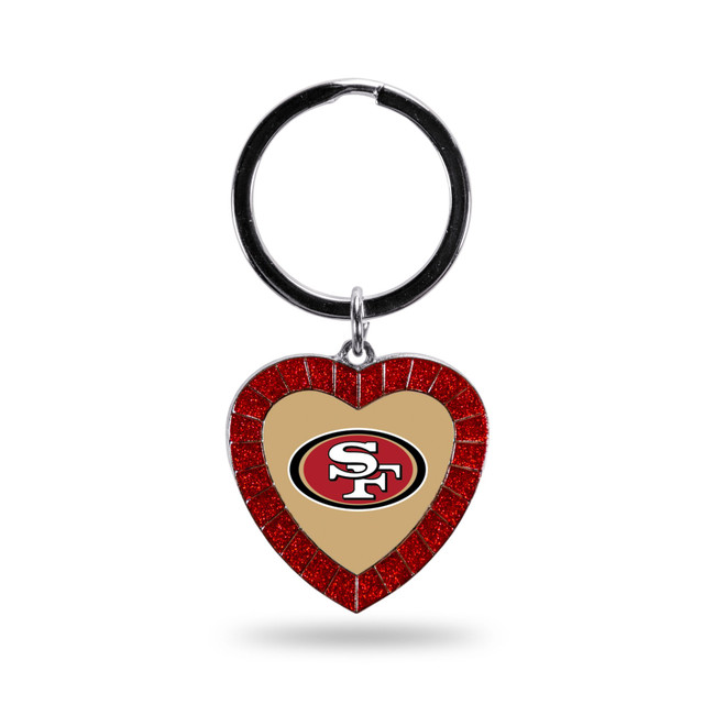 San Francisco 49ers Red Rhinestone Heart Keychain