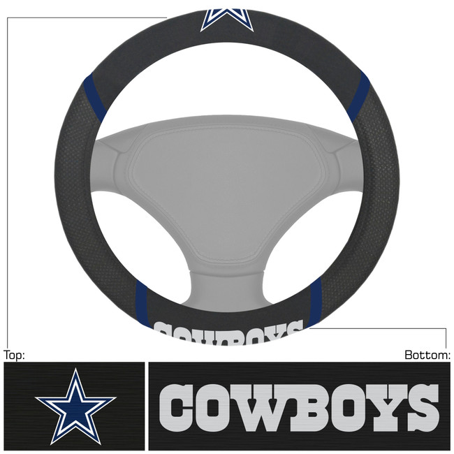 Dallas Cowboys Steering Wheel Cover  Star Primary Logo and Wordmark Black
