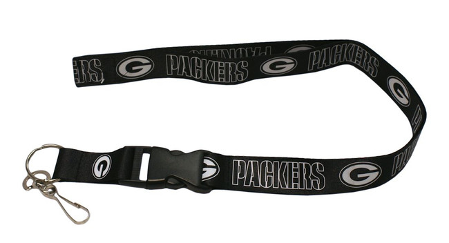 Green Bay Packers Lanyard Keychain ID Holder NFL Fan Accessory - Breakaway with Key Ring - Blackout