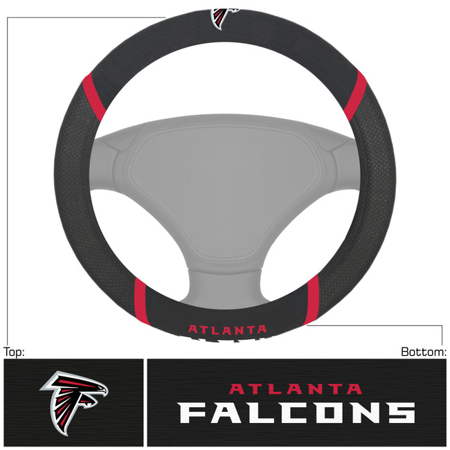 Atlanta Falcons Steering Wheel Cover  Falcon Primary Logo and Wordmark Black