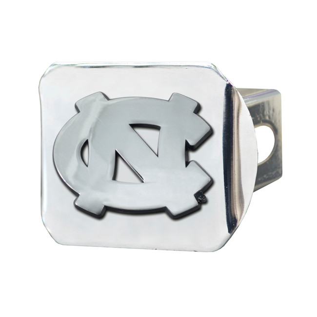 North Carolina Tar Heels Chrome Metal Hitch Cover with Chrome Metal 3D Emblem