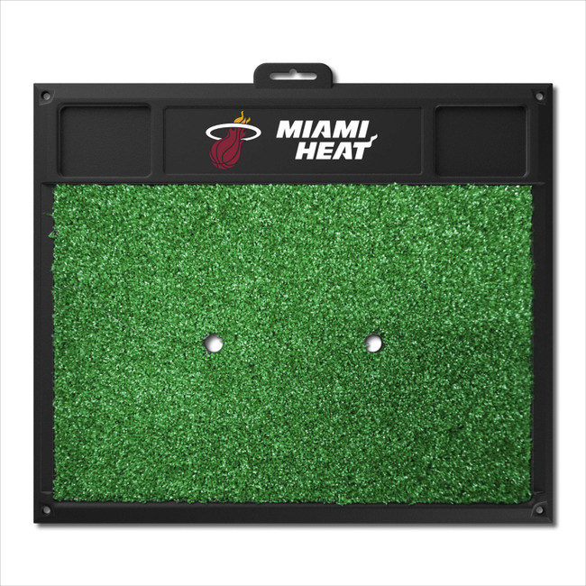Miami Heat Golf Hitting Mat Flaming Basketball Primary Logo
