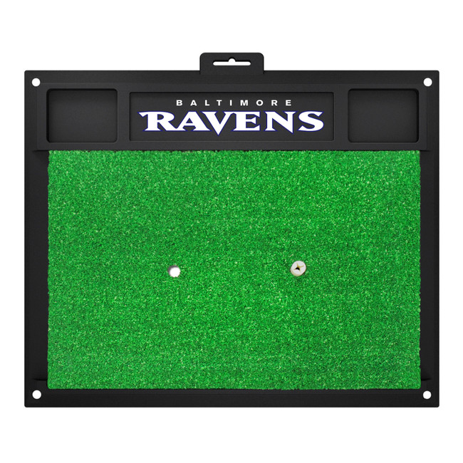 Baltimore Ravens Golf Hitting Mat "Raven" Logo & "Ravens" Wordmark Black
