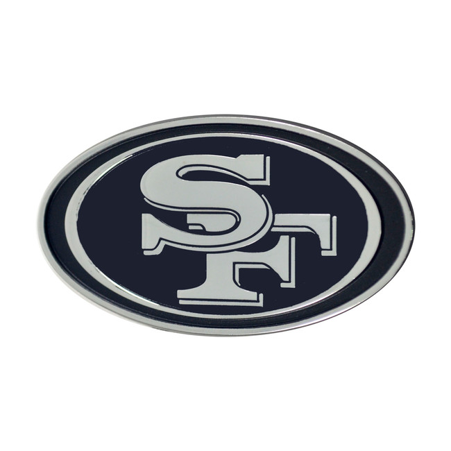 San Francisco 49ers 3D Chrome Metal Emblem Oval SF Primary Logo
