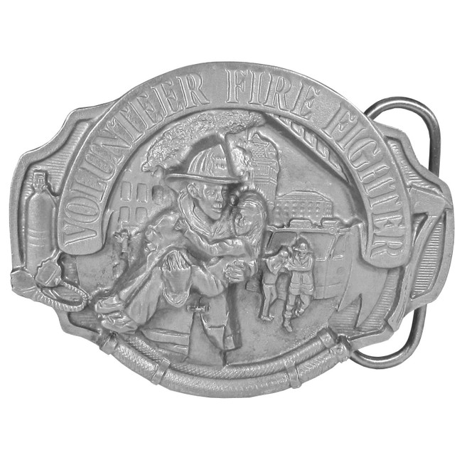 Volunteer Fire Fighter Antiqued Belt Buckle