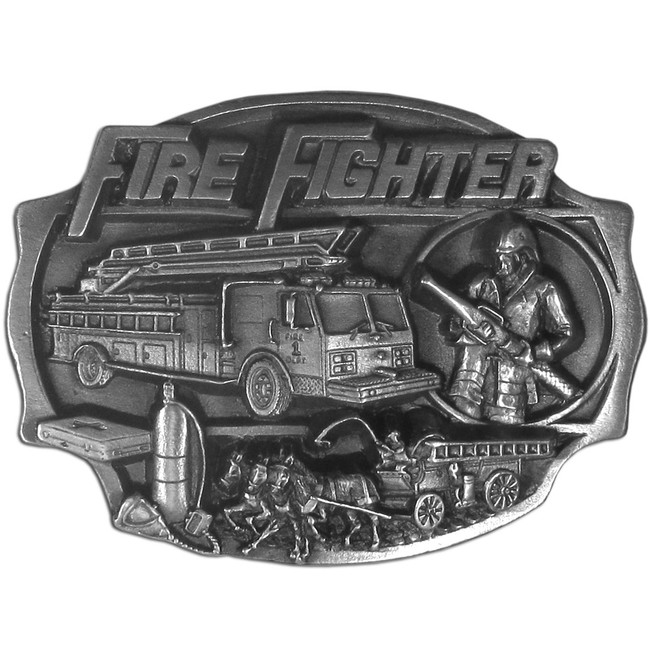 Fire Fighter  Antiqued Belt Buckle