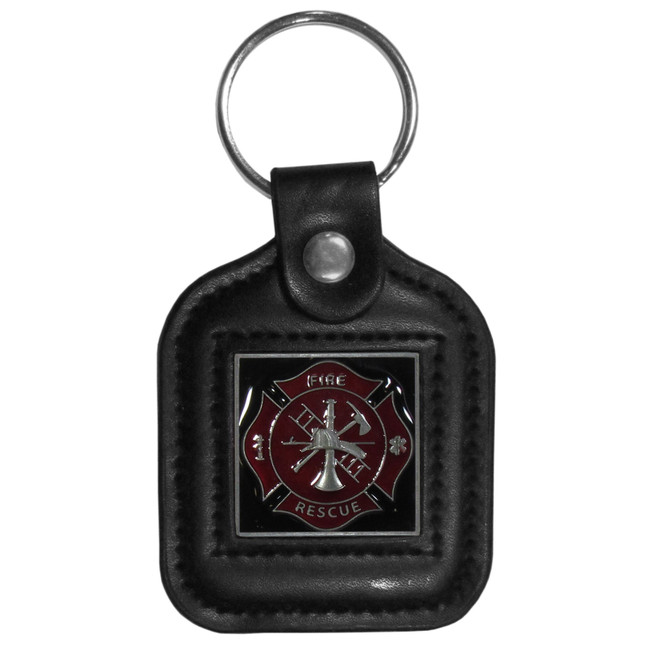 Sq. Leather Keychain -  Fire Fighter
