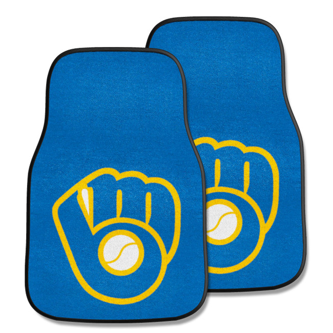 Milwaukee Brewers Front Carpet Car Mat Set - 2 Pieces MB Glove Cap Logo