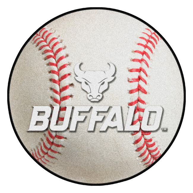State University of New York at Buffalo - Buffalo Bulls Baseball Mat "Buffalo Head & Wordmark" Logo White