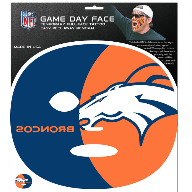 Denver Broncos Game Face Temporary Tattoo