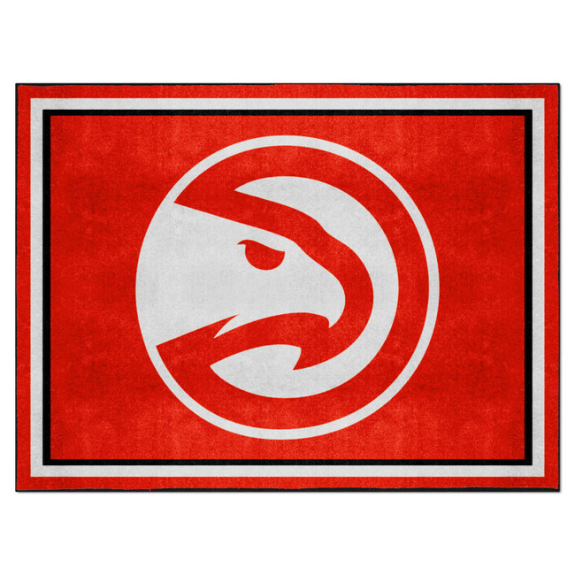 Atlanta Hawks 8ft. x 10 ft. Plush Area Rug Circle Hawk Head Primary Logo