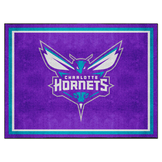 Charlotte Hornets 8ft. x 10 ft. Plush Area Rug Hornet with Wordmark Primary Logo
