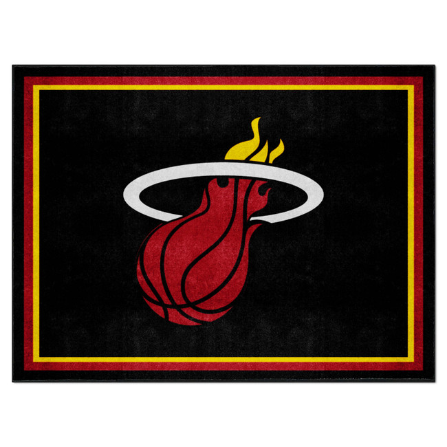 Miami Heat 8ft. x 10 ft. Plush Area Rug Flaming Basketball Primary Logo