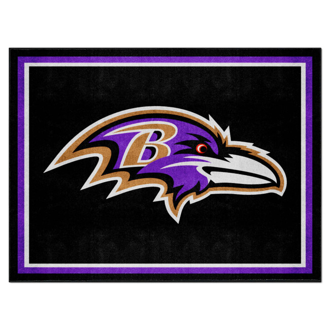 Baltimore Ravens 8ft. x 10 ft. Plush Area Rug Raven Head Primary Logo