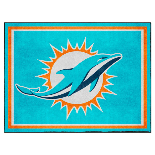 Miami Dolphins 8ft. x 10 ft. Plush Area Rug Dolphin Primary Logo