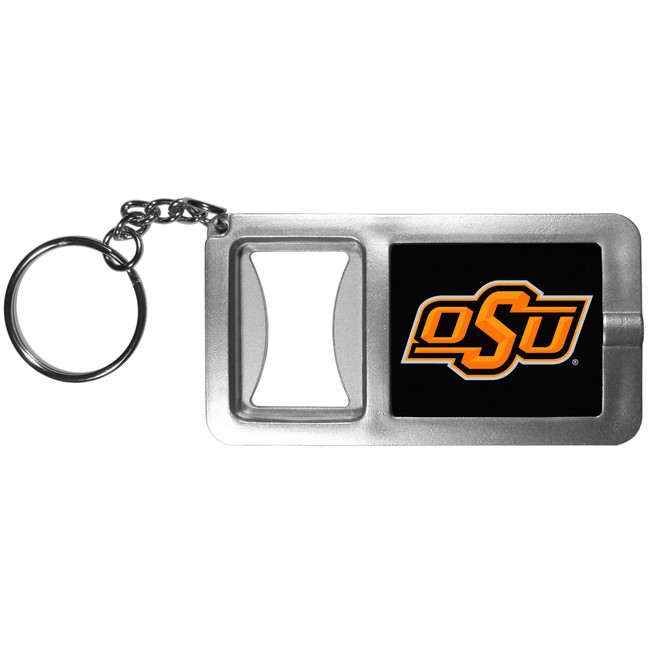 Oklahoma St. Cowboys Flashlight Key Chain with Bottle Opener