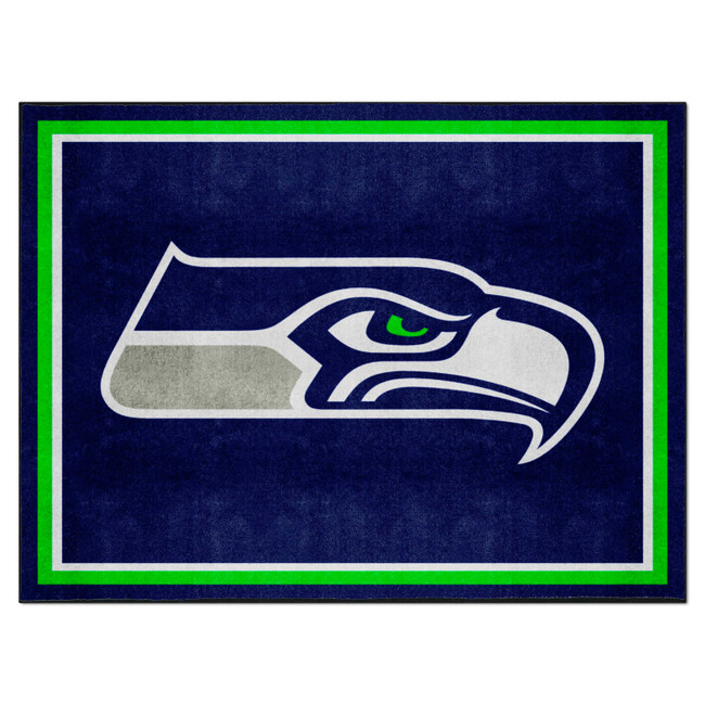 Seattle Seahawks 8ft. x 10 ft. Plush Area Rug Seahawk Head Primary Logo
