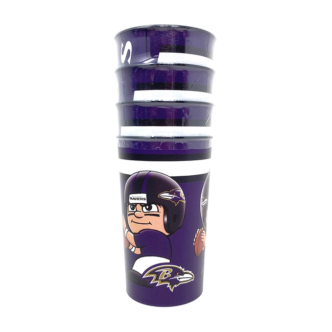 Baltimore Ravens NFL Drink Cups 4 Pack - Perfect for Parties & Game Day