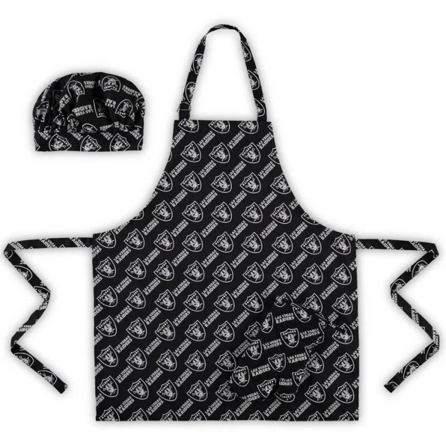 Las Vegas Raiders Apron, Oven Mitt, And Chef Hat