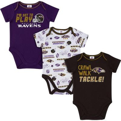Baltimore Ravens Baby Boys 3-Pack Short Sleeve Bodysuit