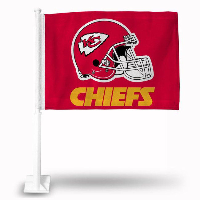 Kansas City Chiefs NFL Auto Window Car Flag Helmet On Red Background