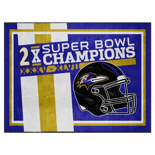 Baltimore Ravens Dynasty 8x10 Rug Ravens Helmet Logo 2x Purple