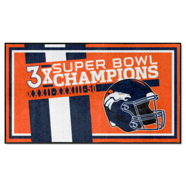 Denver Broncos Dynasty 3x5 Rug Broncos Helmet Logo 3x Orange