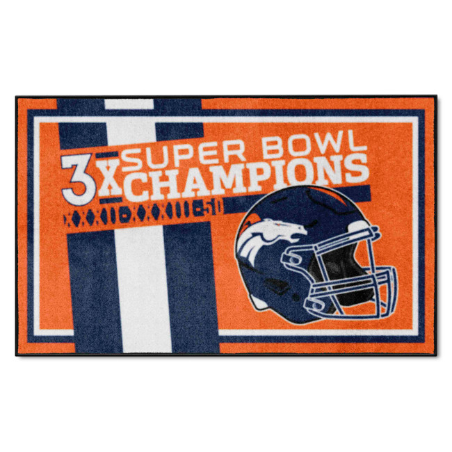 Denver Broncos Dynasty 4x6 Rug Broncos Helmet Logo 3x Orange