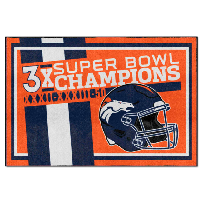 Denver Broncos Dynasty 5x8 Rug Broncos Helmet Logo 3x Orange