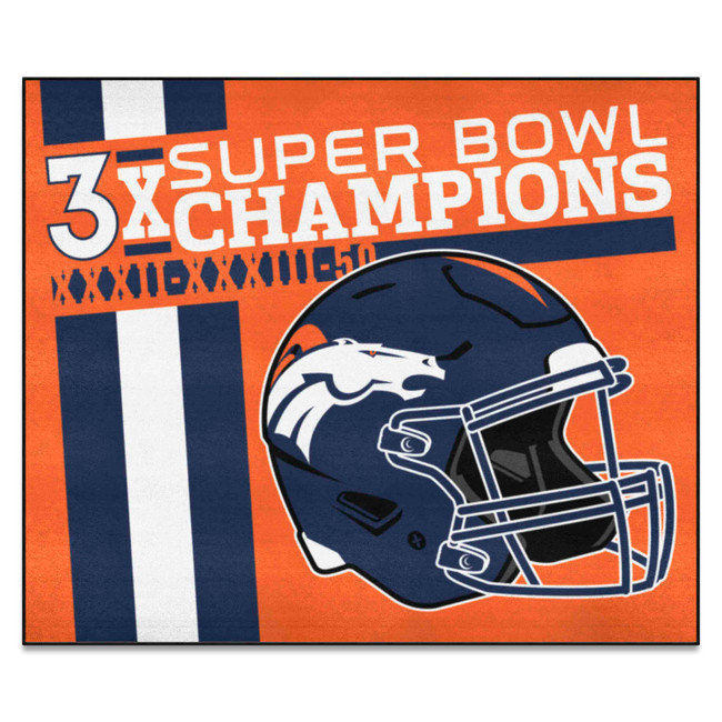 Denver Broncos Dynasty Tailgater Mat Broncos Helmet Logo 3x Orange