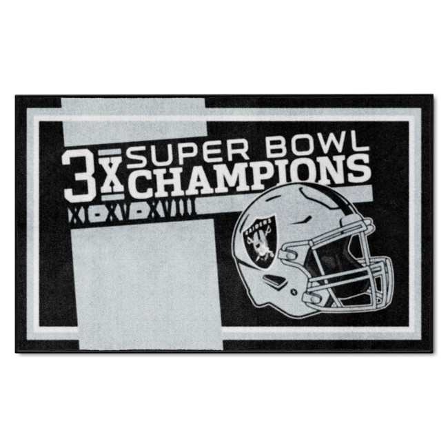 Las Vegas Raiders Dynasty 4x6 Rug Raiders Helmet Logo 3x Gray