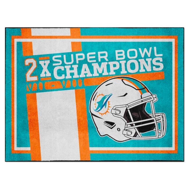 Miami Dolphins Dynasty 8x10 Rug Dolphins Helmet Logo 2x Turquoise