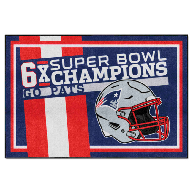 New England Patriots Dynasty 5x8 Rug Patriots Helmet Logo 6x Blue