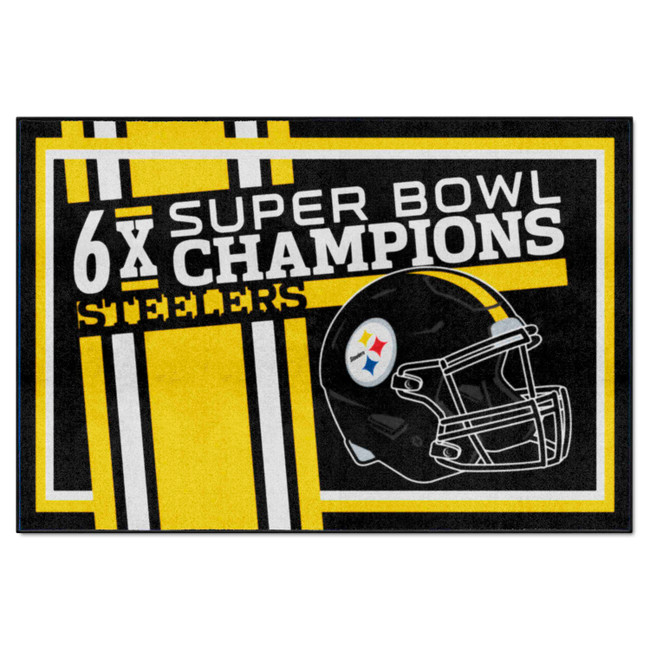 Pittsburgh Steelers Dynasty 5x8 Rug Steelers Helmet Logo 6x Yellow