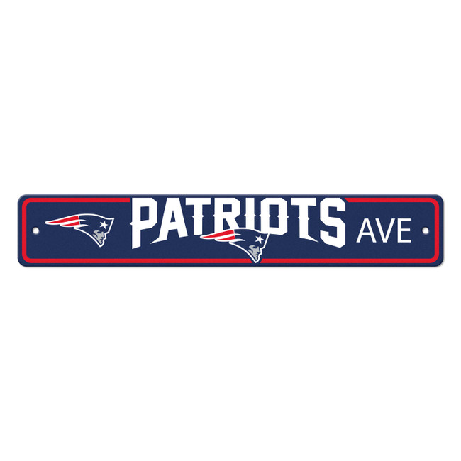 New England Patriots Team Color Street Sign D√©cor 4in. X 24in. Lightweight