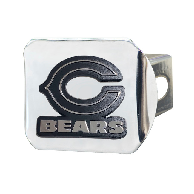 Chicago Bears Chrome Metal Hitch Cover with Chrome Metal 3D Emblem C Primary Logo & Wordmark