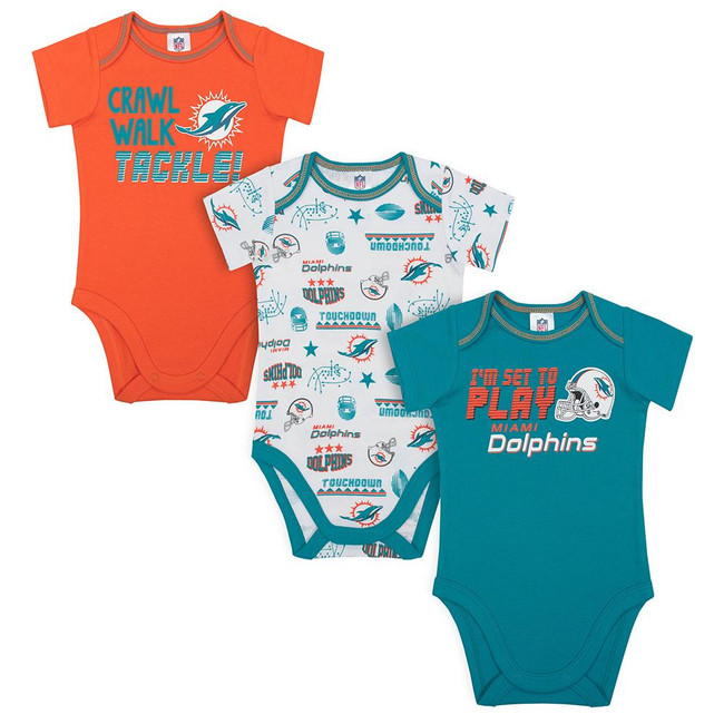 Baby Boys Miami Dolphins Short Sleeve Bodysuit, 3-pack
