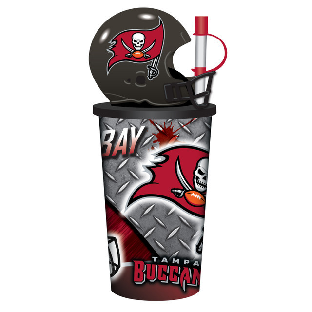 Tampa Bay Buccaneers Helmet Cup 32oz Plastic Drink Cup with Straw NFL Fan Drinkware