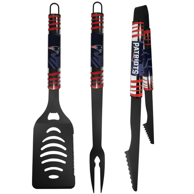 New England Patriots 3 pc Black Tailgater BBQ Set
