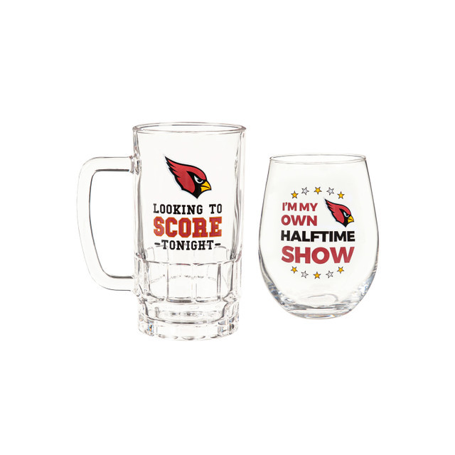 Arizona Cardinals Drink Set Boxed 17oz Stemless Wine and 16oz Tankard