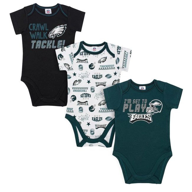 Baby Boys Philadelphia Eagles Short Sleeve Bodysuit, 3-pack