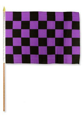 Purple & Black Checkered 12x18in Stick Flag