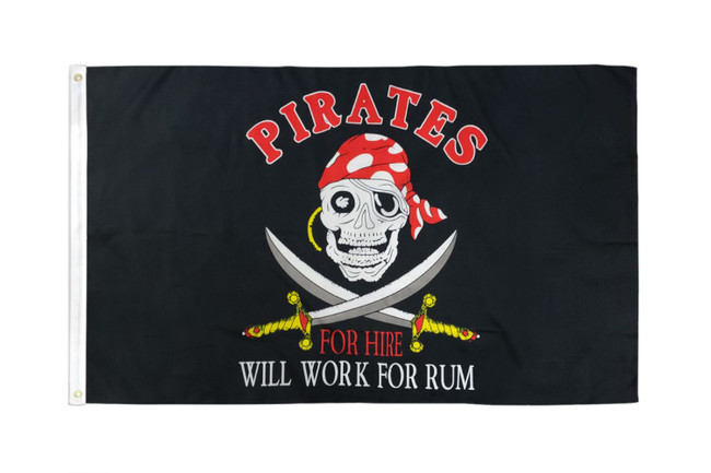 Pirates for Hire Flag 3x5ft Poly