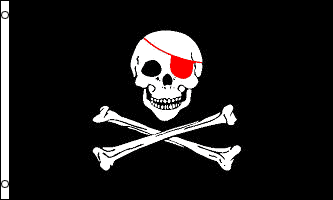 Pirate Red Eye Patch Flag 3x5ft Poly
