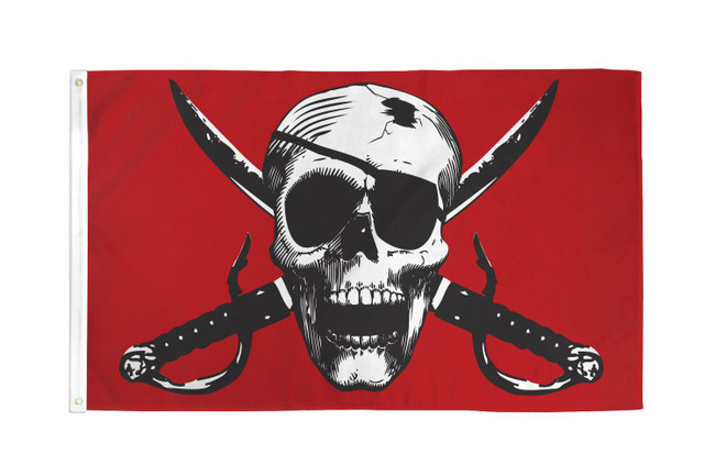 Crimson Pirate Waterproof Flag 3x5ft Poly