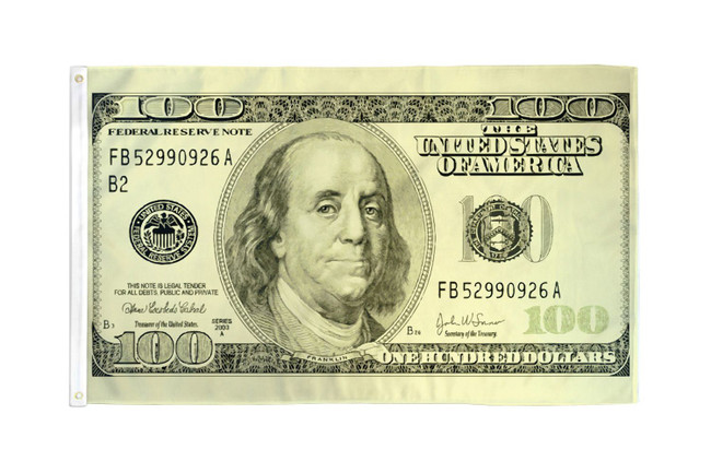 Hundred Dollars Flag 3x5ft Poly